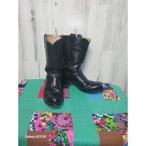 Texas Brand Boots Mens 9 EE Black Leather Western Cowboy Work Rodeo Ranch